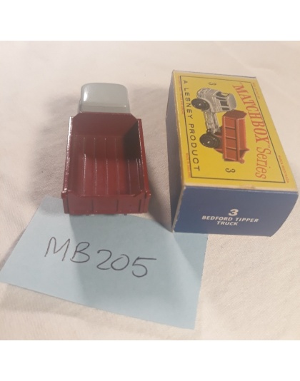 Vintage MATCHBOX Lesney #3 Bedford Tipper Truck Gray/Maroon Black Wheels - NOS - Mint in Box