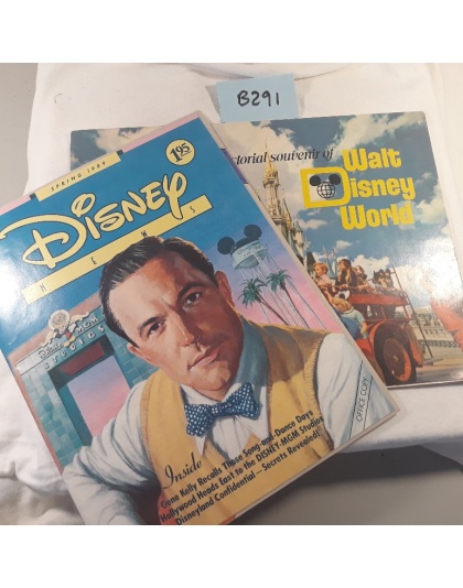 Lot of 2 - Vintage 1971 Walt Disney World Pictorial Souvenir Book of Walt Disney World &amp; DISNEY 1989 mag, Gene Kelly, Fantasia, Who Framed Roger Rabbit?, Mickey Mouse