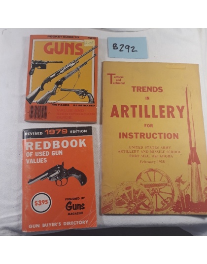 Lot of 3 books - old gun price books and Trends in Artillery for Instruction